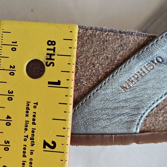 Mephisto Milly Shoes Womens Size 7 Steel Silver Wedge Sandals Rhinestone Straps - Picture 13 of 15